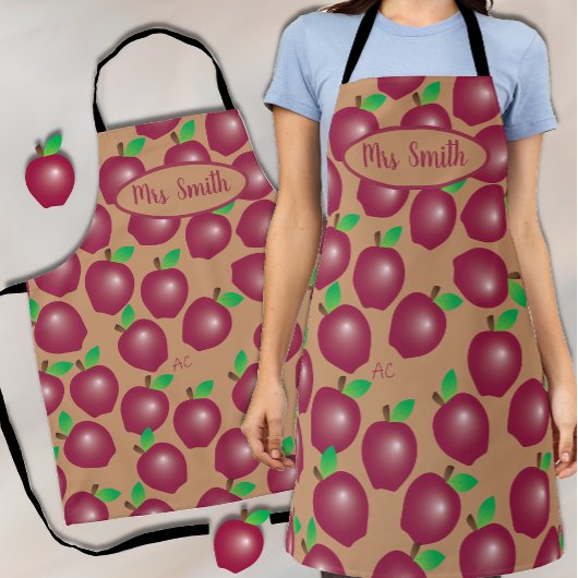 Red Apple Pattern Teacher All-Over Print Schort