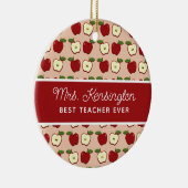 Red Apple Pattern Teacher Appreciation Foto Keramisch Ornament (Rechts)