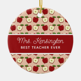 Red Apple Pattern Teacher Appreciation Foto Keramisch Ornament