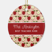 Red Apple Pattern Teacher Appreciation Foto Keramisch Ornament (Links)