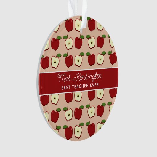 Red Apple Pattern Teacher Appreciation Foto Ornament (voorkant)