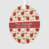 Red Apple Pattern Teacher Appreciation Foto Ornament (voorkant)