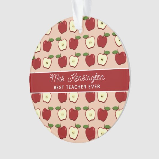 Red Apple Pattern Teacher Appreciation Foto Ornament (voorkant)