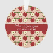 Red Apple Pattern Teacher Appreciation Foto Ornament (voorkant)