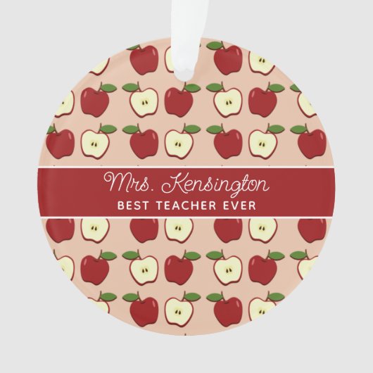 Red Apple Pattern Teacher Appreciation Foto Ornament (voorkant)