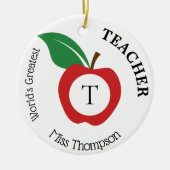 Red Apple Personalized Teacher Monogram Keramisch Ornament (Voorkant)