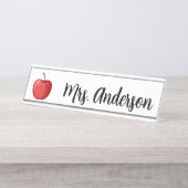 Red Apple Personalized Teacher Name Bord Bureau Naambordje (Voorkant)