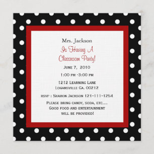 Red Apple & Polka Dots Invitation Kaart