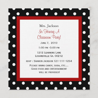 Red Apple & Polka Dots Invitation Kaart