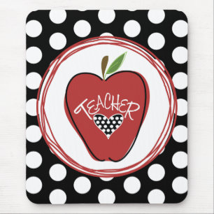 Red Apple & Polka Dots leraar Mousepad Muismat