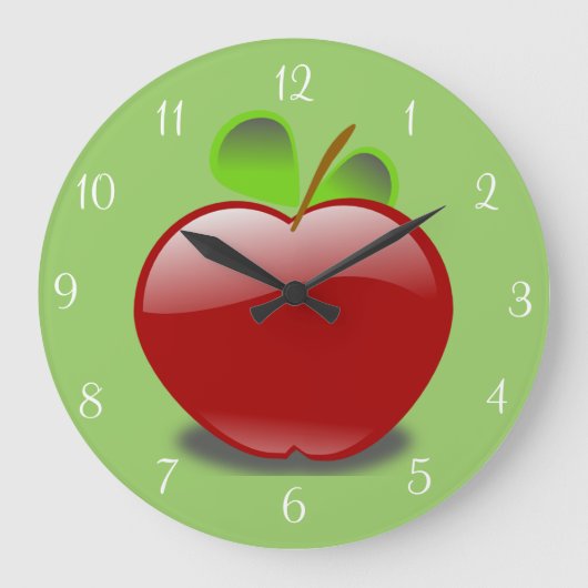 Red Apple Round Wall Clock Grote Klok (Voorkant)