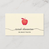 Red Apple School Lerares Eenvoudig Bleek geel Visitekaartje (Voorkant)