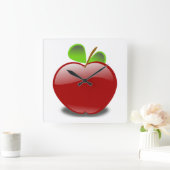 Red Apple Square Wall Clock Vierkante Klok (Huis)