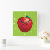 Red Apple Square Wall Clock Vierkante Klok (Huis)