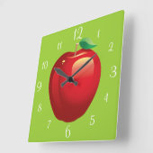 Red Apple Square Wall Clock Vierkante Klok (Hoek)