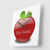Red Apple Square Wall klok Beste leraar (Hoek)