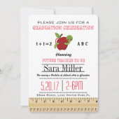 Red Apple Teacher Afstuderen Invitation Kaart (Voorkant)