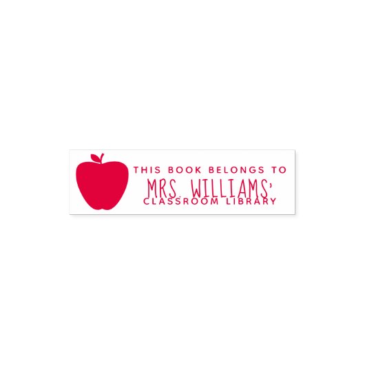 Red Apple Teacher Classroom Library Zelfinktende Stempel (Design)