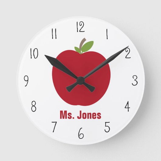 Red Apple Teacher Clock Ronde Klok (Voorkant)