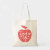 Red Apple Teacher Life Tote Bag (Voorkant)