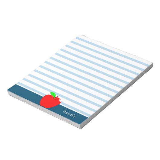 Red Apple Teacher Personalized Blue lines Notitieb Notitieblok (Linkerzijde)