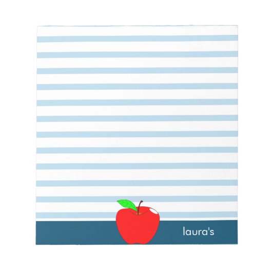Red Apple Teacher Personalized Blue lines Notitieb Notitieblok (Voorkant)