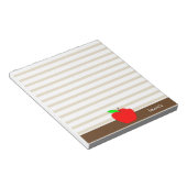 Red Apple Teacher Personalized Brown lines Notitie Notitieblok (Schuin)