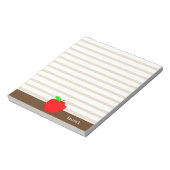 Red Apple Teacher Personalized Brown lines Notitie Notitieblok (Linkerzijde)