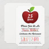 Red Apple Teacher Retirement Invitation Kaart (Voorkant / Achterkant)