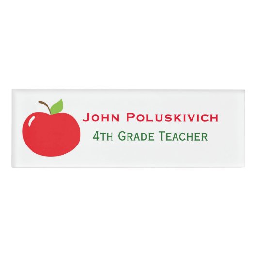 Red Apple Teacher's Custom Name Label Naambadge (Voorkant)