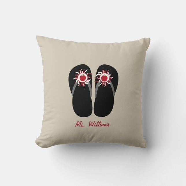 Red Apple Teenslippers Teacher Pillow Kussen (Voorkant)