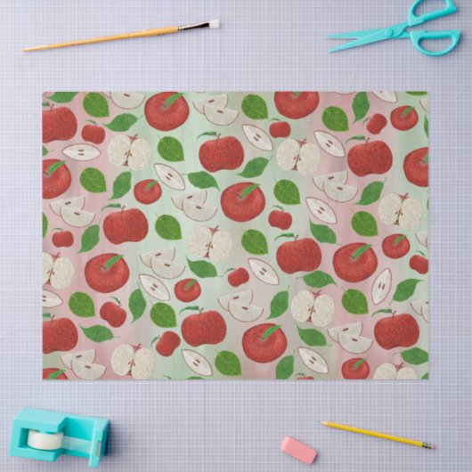 Red Apple Tissue Paper, Cute Apple Print Tissuepapier (Craft)