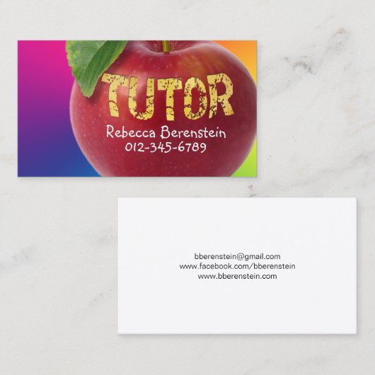 Red Apple Tutor Rood Blauw Visitekaartje (Voorkant / Achterkant)