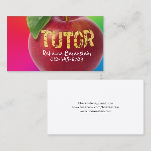 Red Apple Tutor Rood Roze Visitekaartje (Voorkant / Achterkant)