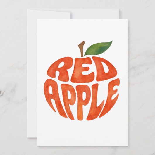 Red Apple Typography Art, Apple Bedankkaart (Voorkant)
