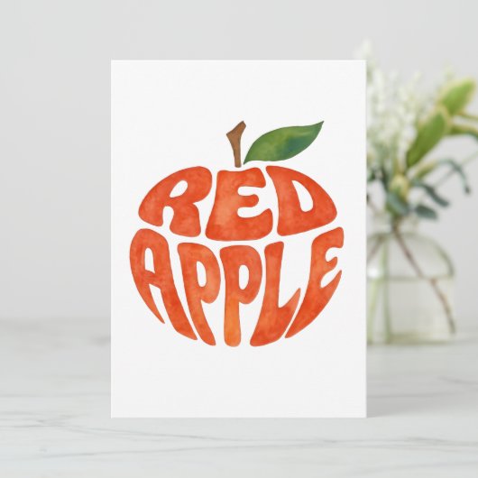 Red Apple Typography Art, Apple Bedankkaart (Staand voorkant)