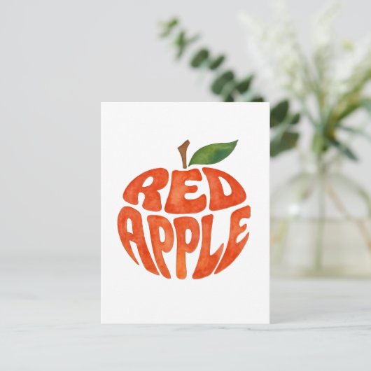Red Apple Typography Art, Apple Briefkaart (Staand voorkant)