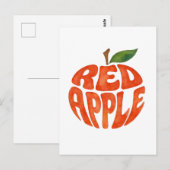 Red Apple Typography Art, Apple Briefkaart (Voorkant / Achterkant)