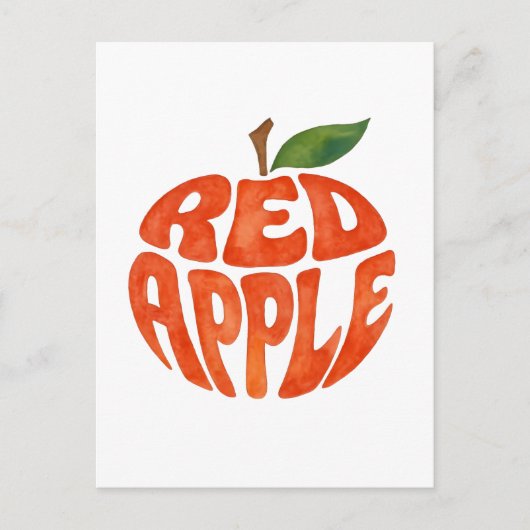 Red Apple Typography Art, Apple Briefkaart (Voorkant)