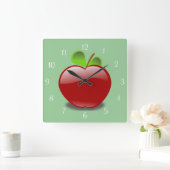Red Apple Wall Clock Vierkante Klok (Huis)