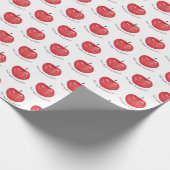 Red Apple Waterverf Illustratie Monogrammed Cadeaupapier (Hoek)