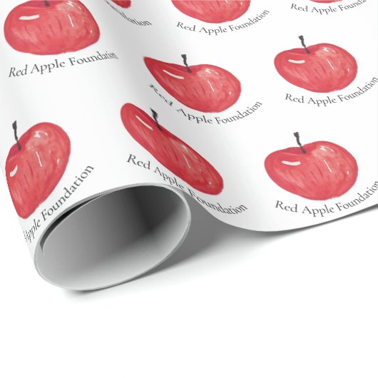 Red Apple Waterverf Illustratie Monogrammed Cadeaupapier (Rol Hoek)