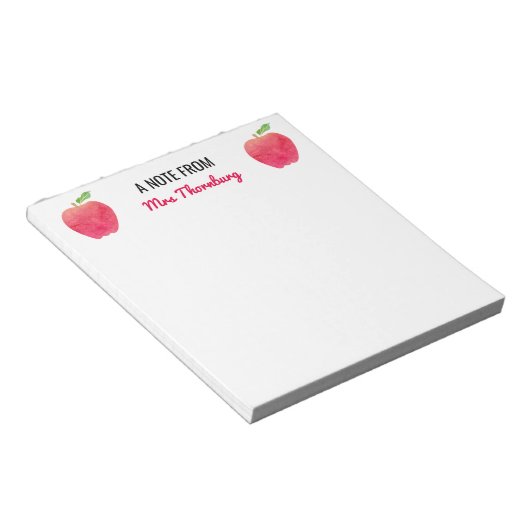 Red Apples a Note of Teacher Personated Notitieblok (Schuin)