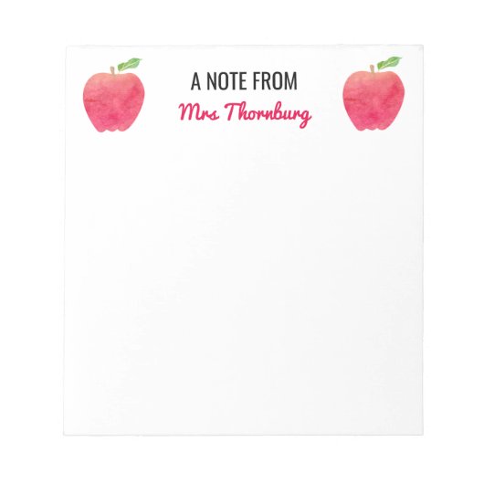Red Apples a Note of Teacher Personated Notitieblok (Voorkant)