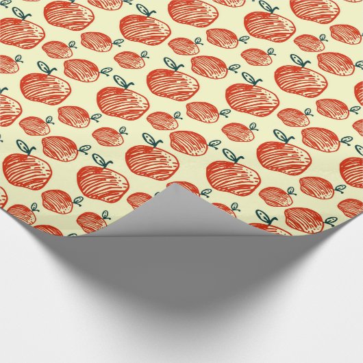 Red Apples Doodle Patroon Cadeaupapier (Hoek)