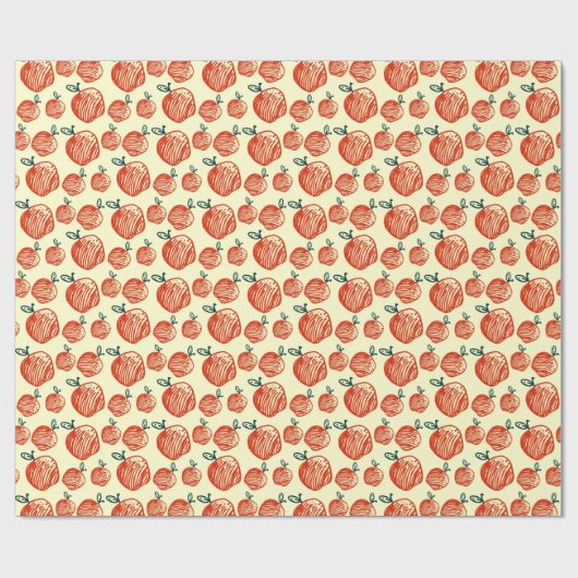 Red Apples Doodle Patroon Cadeaupapier (Vlak)