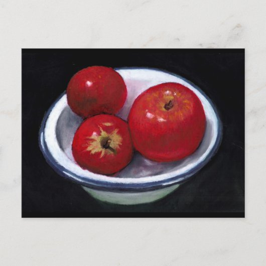 RED APPLES IN OIL PASTEL ART BRIEFKAART (Voorkant)