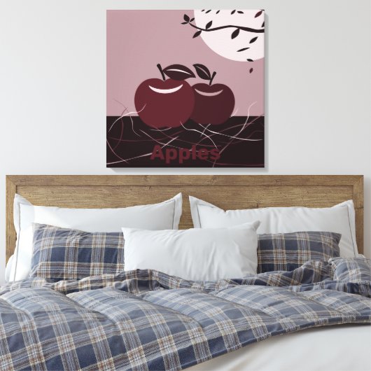 Red Apples Kitchen Square Wall Hanging Canvas Afdruk (Insitu (Slaapkamer))