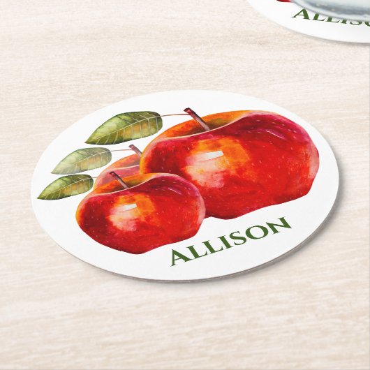 Red Apple's Ronde Kartonnen Onderzetter (Gebogen)