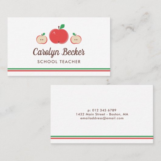 Red Apples schoolleraar Visitekaartje (Voorkant / Achterkant)